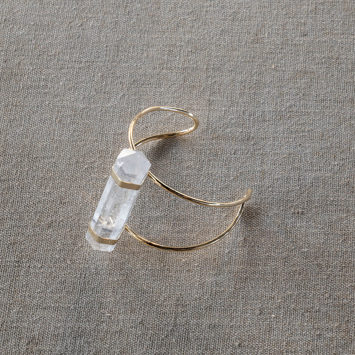 Wire Cuff Bracelet Quartz Gold