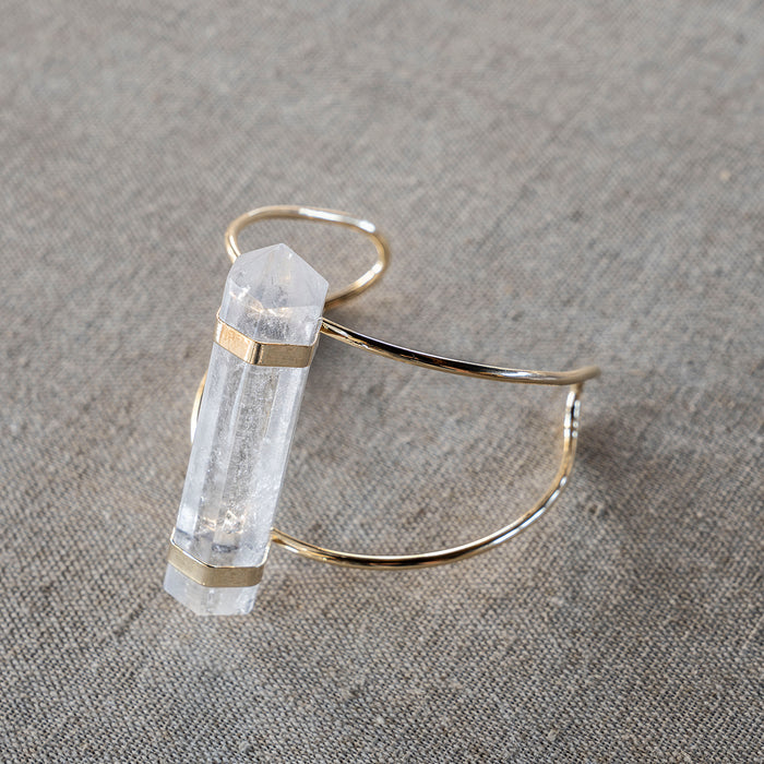 Wire Cuff Bracelet Quartz Gold