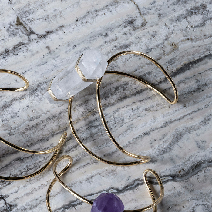 Wire Cuff Bracelet Quartz Gold