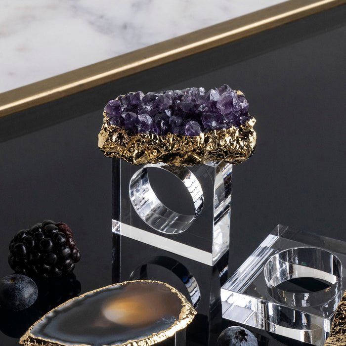 Napkin Holder Amethyst on Lucite