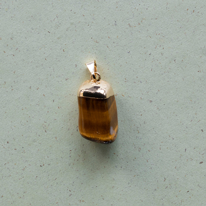 Tumbled Plated Tigers Eye Pendant Gold