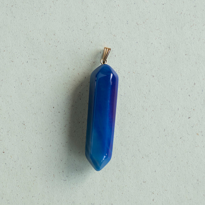 Polished Blue Agate Pendant Gold