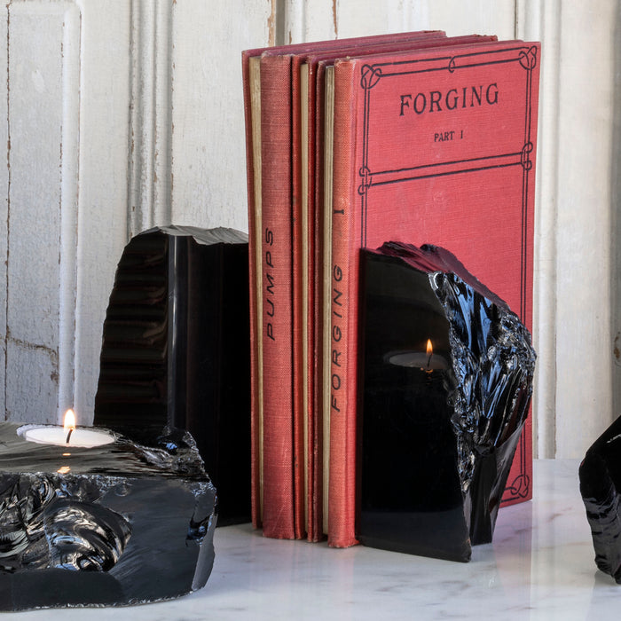 Black Obsidian Bookend Pair