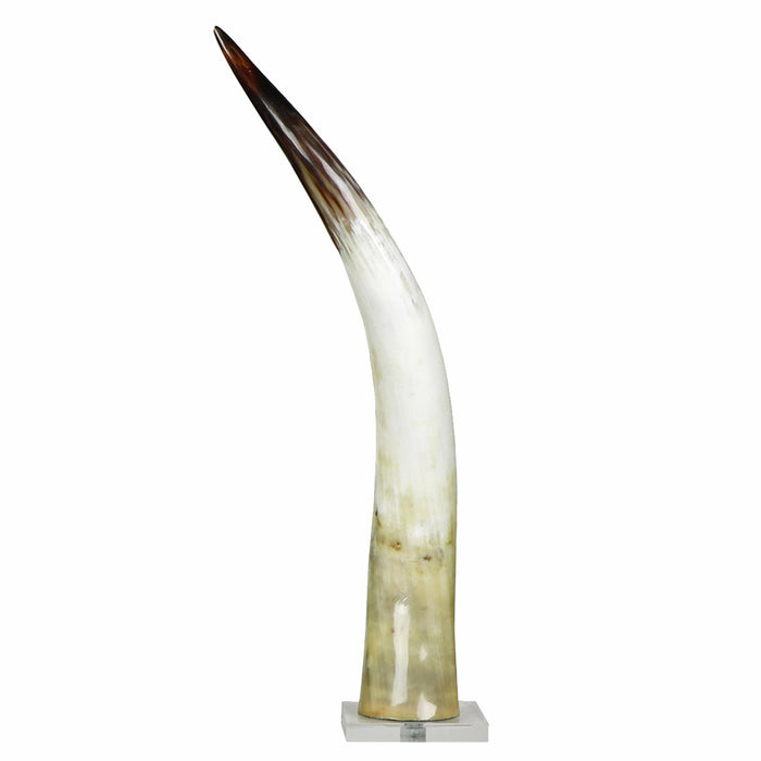 Black and White Cow Horn on Base