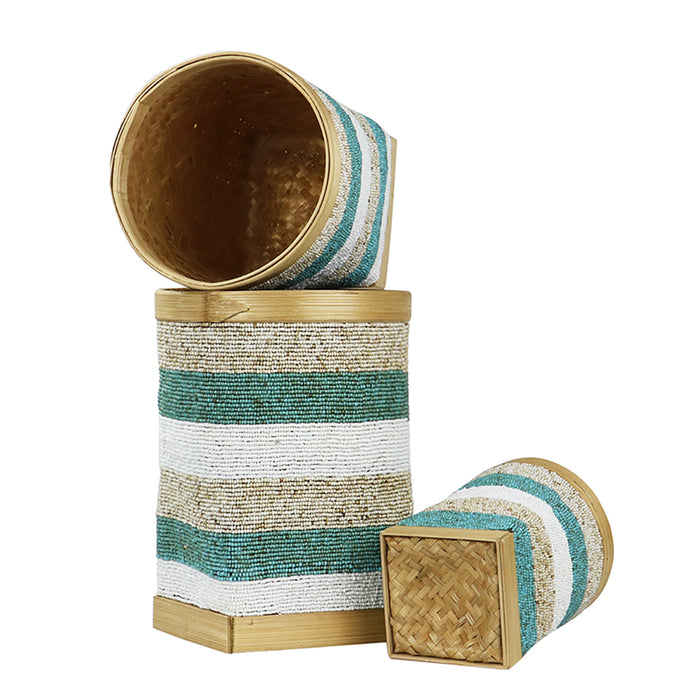 Bali Beaded Basket S/3
