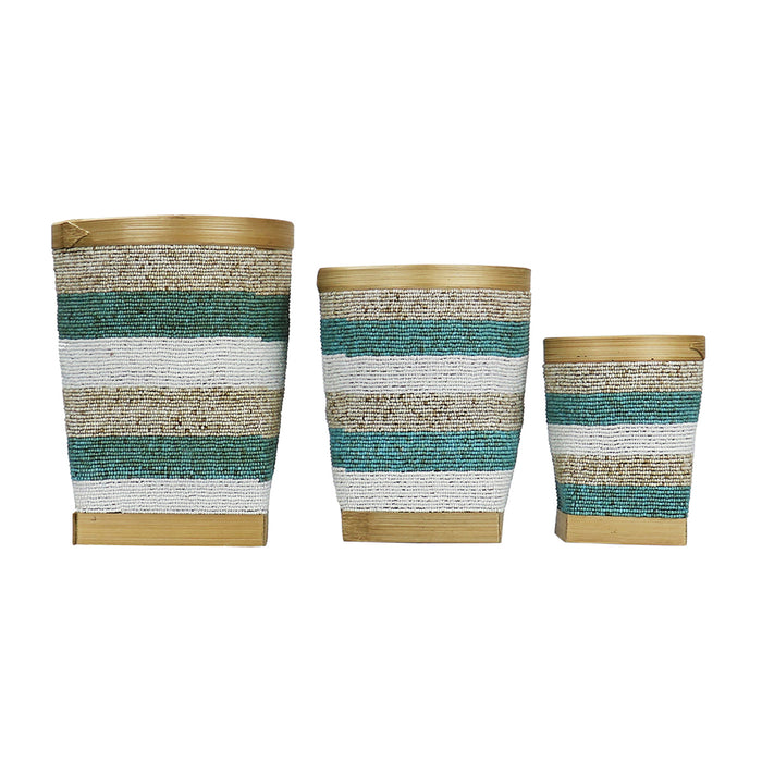 Bali Beaded Basket S/3